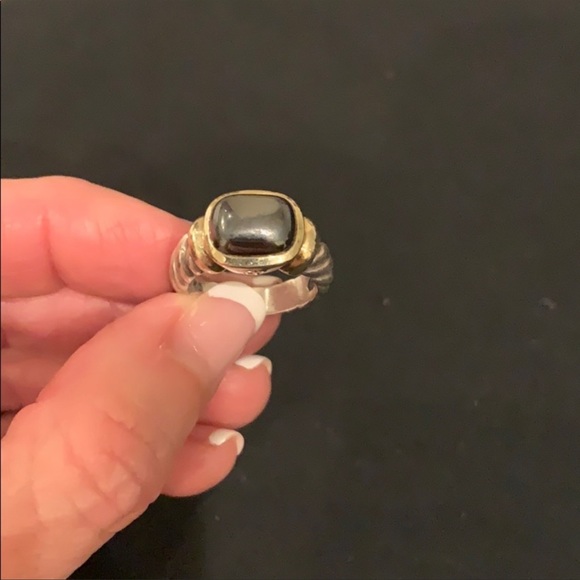 David Yurman silver and 18k gold ring with hematite stone…size 4 - Picture 3 of 5